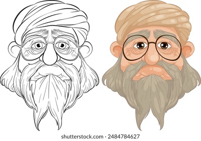 Ilustración vectorial de un anciano con gafas