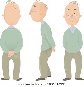 Vector illustration of an elderly man, grandfather