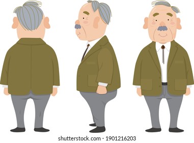 Vector illustration of an elderly man, grandfather
