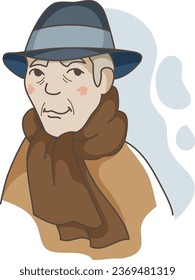 vector illustration elderly man   grandfather portrait
