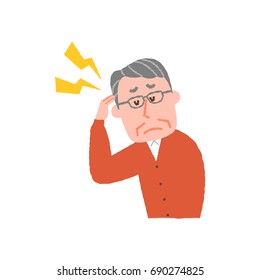 vector illustration of an elderly man with headache