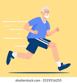 Vector illustration of an elderly man running, symbolizing active lifestyle and senior fitness