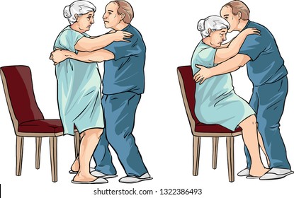 Vector illustration of a elderly patient care