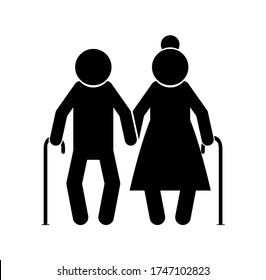 Vector illustration of an elderly person icon on a white background