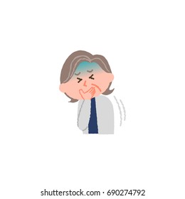 vector illustration of an elderly woman nauseated