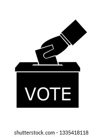 Vector illustration of the election card handle, dropped in the box