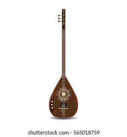 Vector illustration of electric baglama saz isolated on white background. Turkish string plucked musical instrument in flat style.