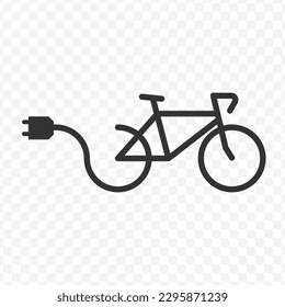 Vektorgrafik eines elektrischen Fahrradsymbol in dunkler Farbe und transparentem Hintergrund (png).