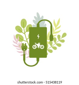 Vector illustration electric bicycle icons.
Line style e-bike and charger.
Battery for electric vehicle.
Modern ecological bike and charge.
Electric bicycle background.
Electric plug design.