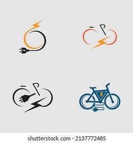 vector illustration of electric bicycle logo set on gray background