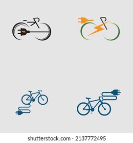ilustración vectorial del logo de la bicicleta eléctrica puesto en fondo gris