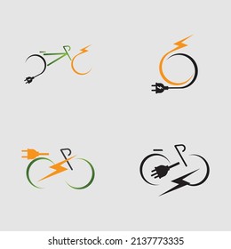 vector illustration of electric bicycle logo set on gray background