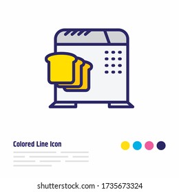 Vector illustration of electric bread baker icon colored line. Beautiful kitchenware element also can be used as toaster icon element.