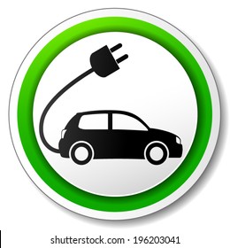 Vector illustration of electric car icon on white background