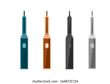 Ilustración vectorial de un cigarrillo eléctrico, fondo blanco, utilizado en negocios como afiche, presentación, publicidad, diseño, logotipo