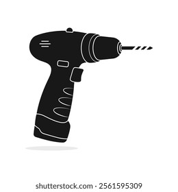 Vector illustration of an electric cordless hand drill machine or construction hand tool