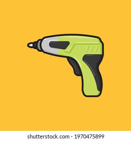 Vector illustration of an electric cordless screwdriver on a flat background