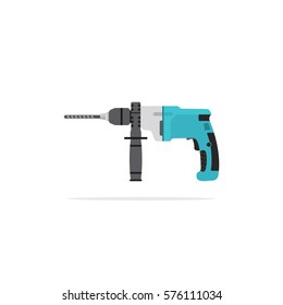 Vector illustration of electric drill isolated on a white background.