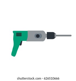 Vector illustration of electric drill isolated on a white background.