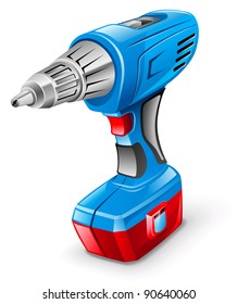 Vector illustration of electric drill on white background