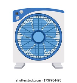 Vector illustration of electric fan isolated on white background, cartoon icon, air colling and conditioning