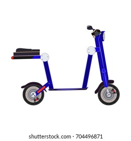 Vector illustration of electric folding scooter. Motorized scooter e-bike isolated on white background. City modern transport flat style design.