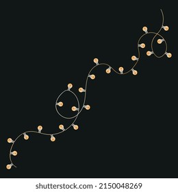 vector illustration of an electric garland of incandescent lamps on a black background