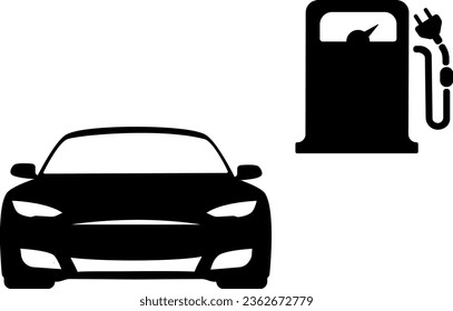 ilustración vectorial de una gasolinera eléctrica para un automóvil con fondo transparente