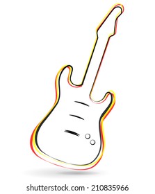 Vector illustration of electric guitar drawing abstract concept