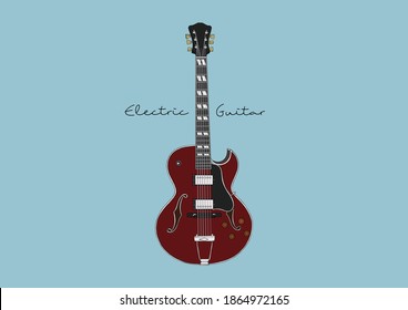 Ilustración vectorial de la guitarra eléctrica, frontal y posterior
