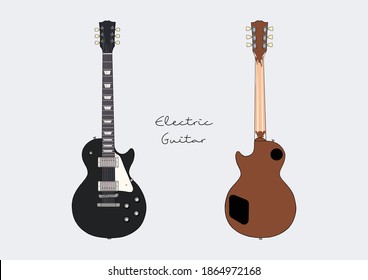 Ilustración vectorial de la guitarra eléctrica, frontal y posterior