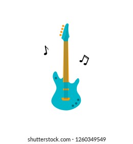 Vector illustration of electric guitar isolated on white background in flat style