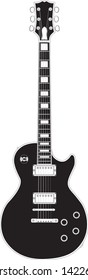 Vector illustration of electric guitar isolated on white background. Black and white flat style,rock & roll icons,- Vector