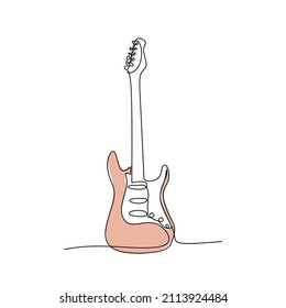 Vector Illustration Of Electric Guitar. Line Art