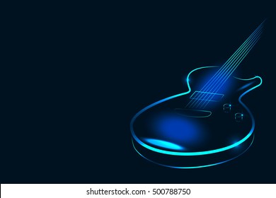 Vector illustration of electric guitar in neon