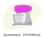 Vector illustration of an electric kitchen mixer. Contemporary pink mixer