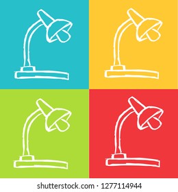 Vector Illustration of Electric Lamp with Pattern Red, Yellow, Blue and Green Background. Graphic Design for Logo and T-shirt. 