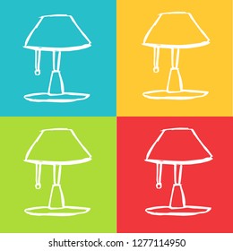 Vector Illustration of Electric Lamp with Pattern Red, Yellow, Blue and Green Background. Graphic Design for Logo and T-shirt. 