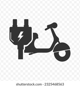 Vector illustration of electric motor plug-in icon in dark color and transparent background(PNG).