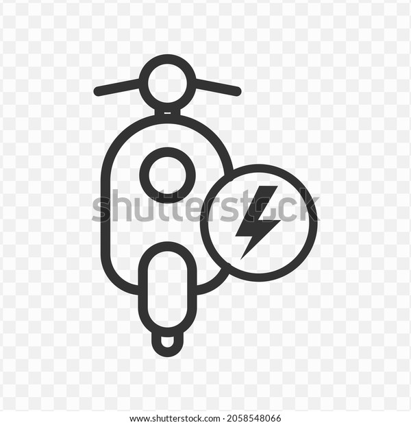 Vector illustration of\
electric motorcycle icon in dark color and transparent\
background(png).