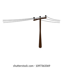 Vector illustration of electric pole with wires