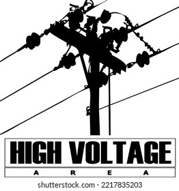 
vector illustration of electric poles and high-voltage electric wire