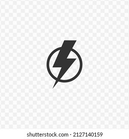 Vector illustration of electric power icon in dark color and transparent background(png).