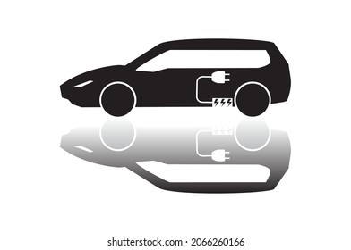 Vector illustration of electric powered car icons. Hybrid car.