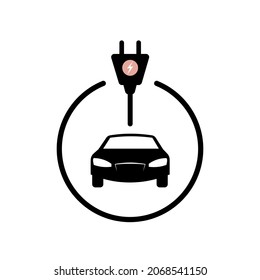 Ilustración vectorial de los iconos de los puntos de carga o del logotipo de los vehículos eléctricos.