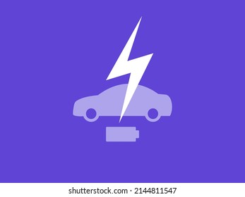 Vector illustration of electric powered car and charging point icons style.