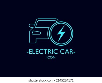 Vector illustration of electric powered car and charging point icons style.