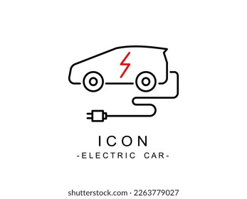 Vektorgrafik von elektrisch angetriebenen Autos und Ladepunkt-Symbole oder Logo-Stil.