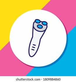 Vector illustration of electric razor icon colored line. Beautiful kitchenware element also can be used as shaver icon element.