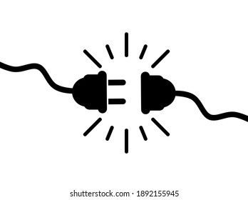 Vector illustration of electric socket with a plug on white background,Concept of 404 error connection